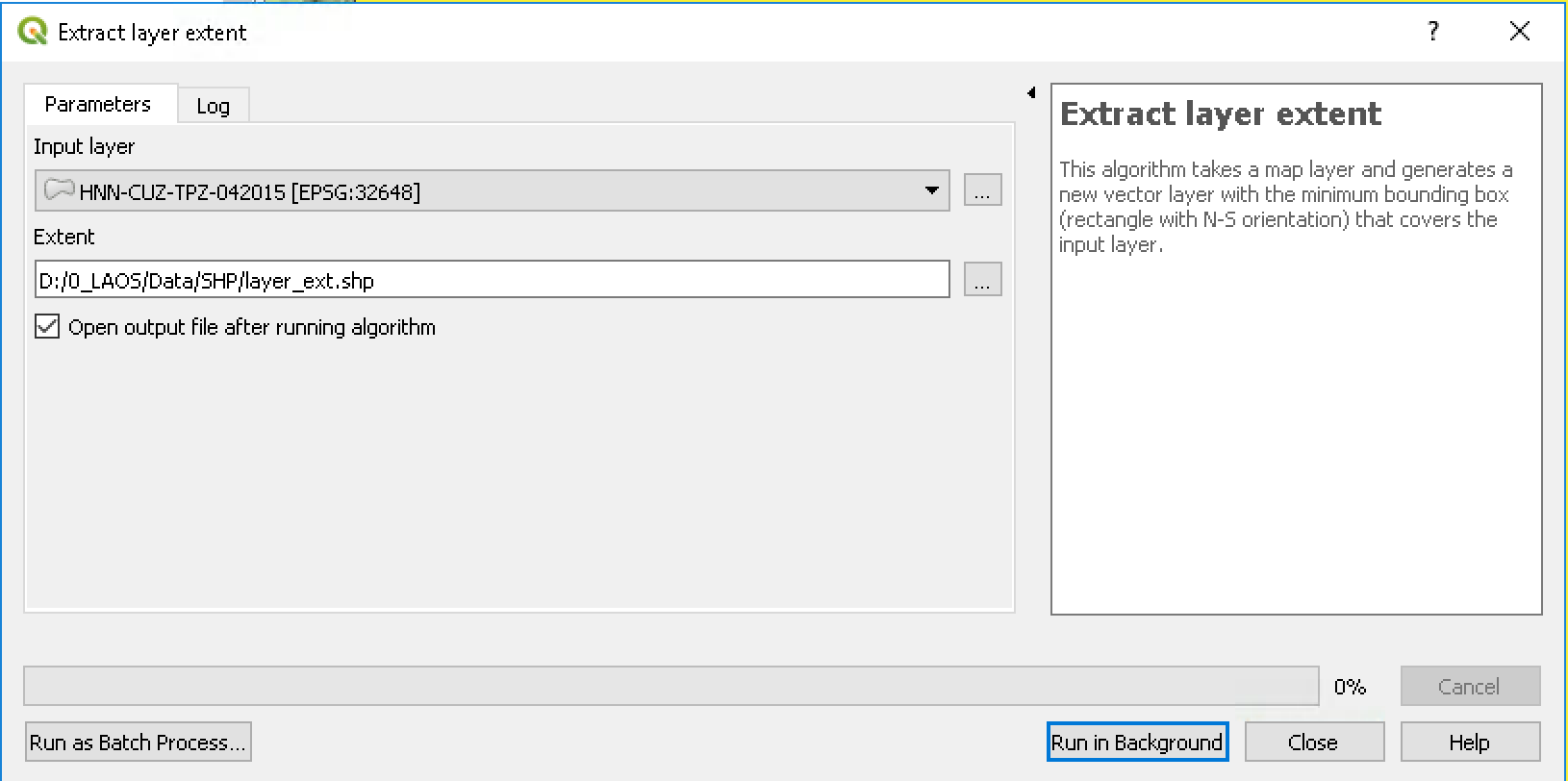 Extract layer extent