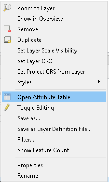 Open Attribute Table