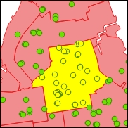 Example of the "is contained in" point-to-polygon relationship