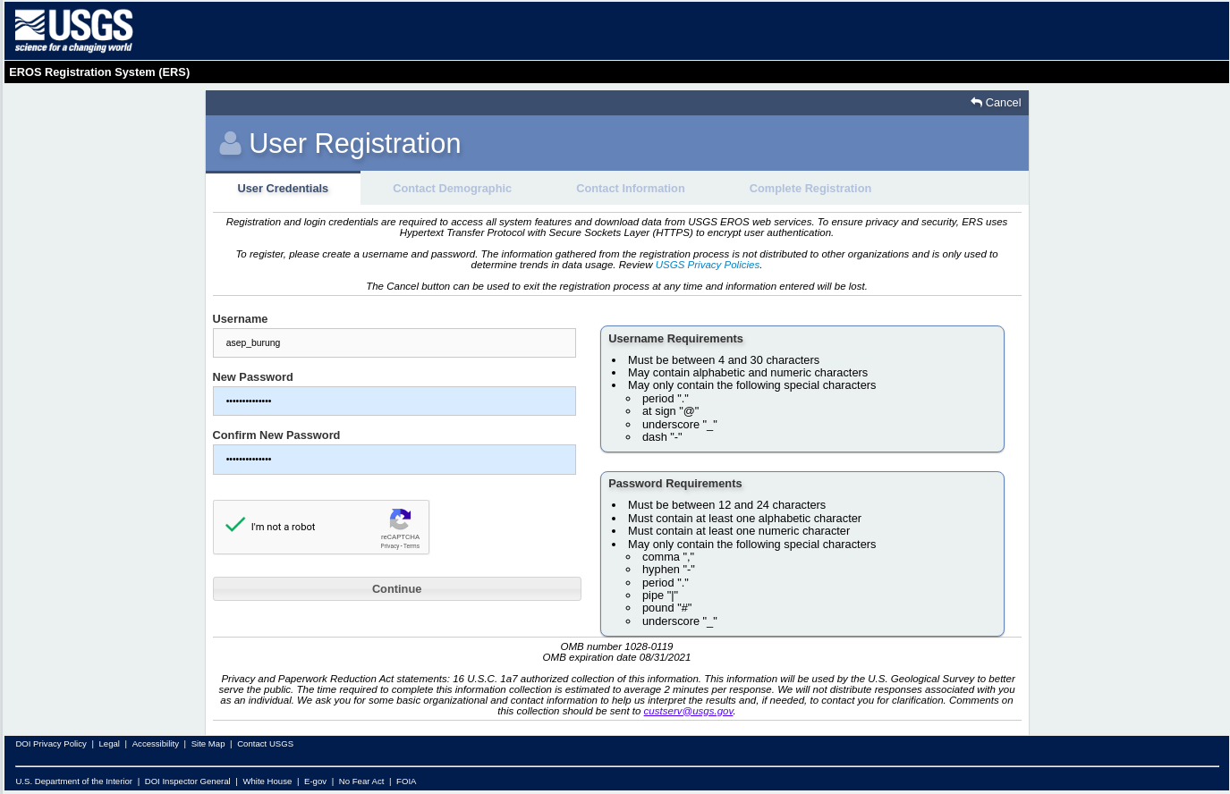 Registrasi user EROS