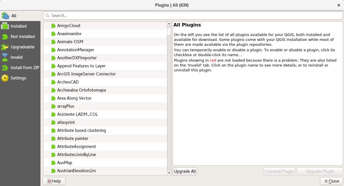 Plugin yang tersedia di QGIS