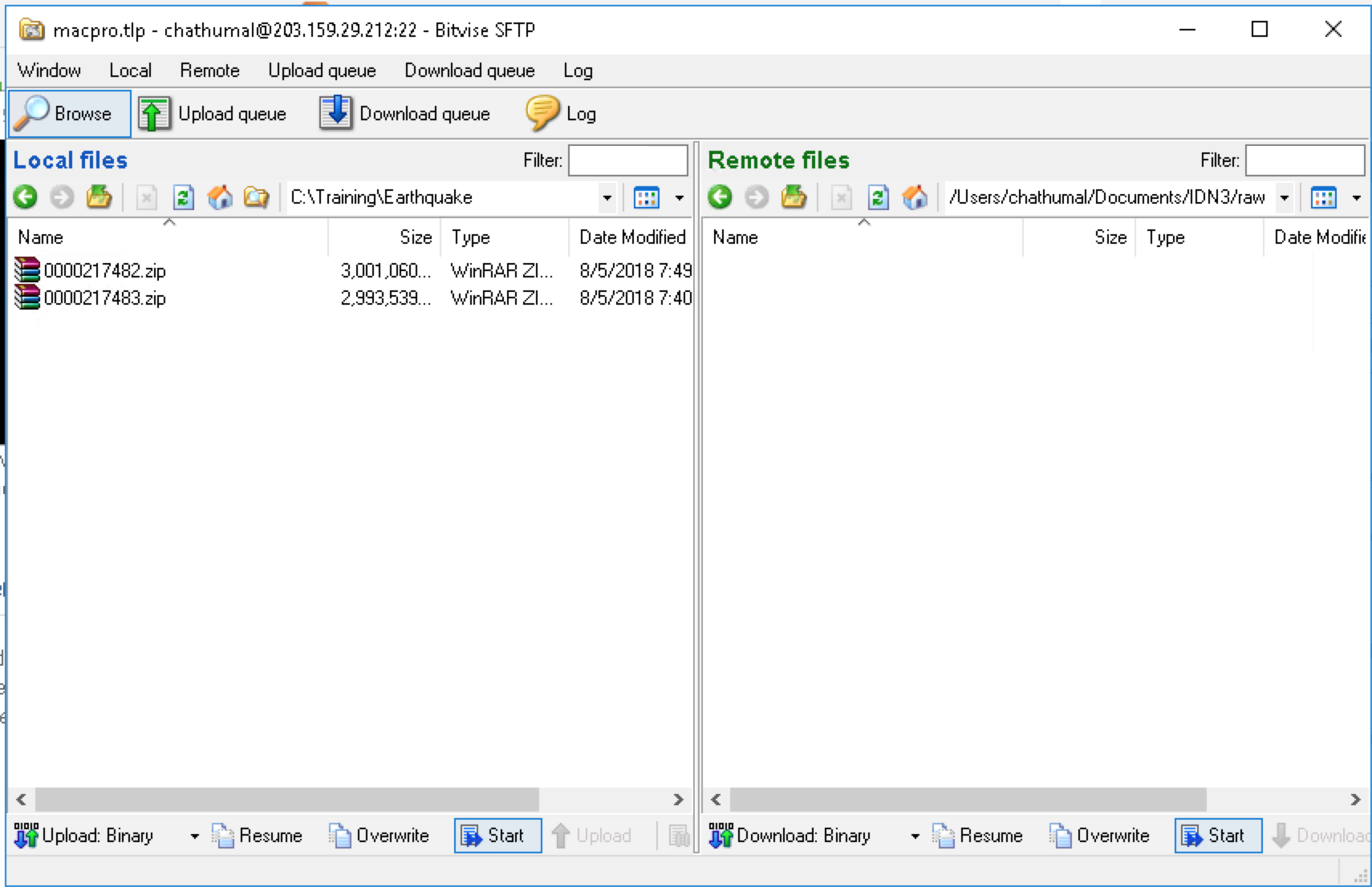 Uploading ALOS-2 data to raw folder
