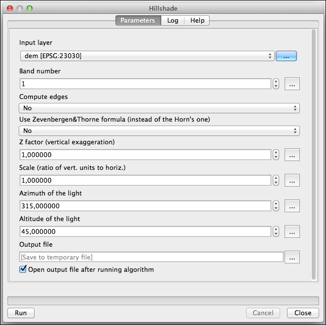 Calculating hillshade