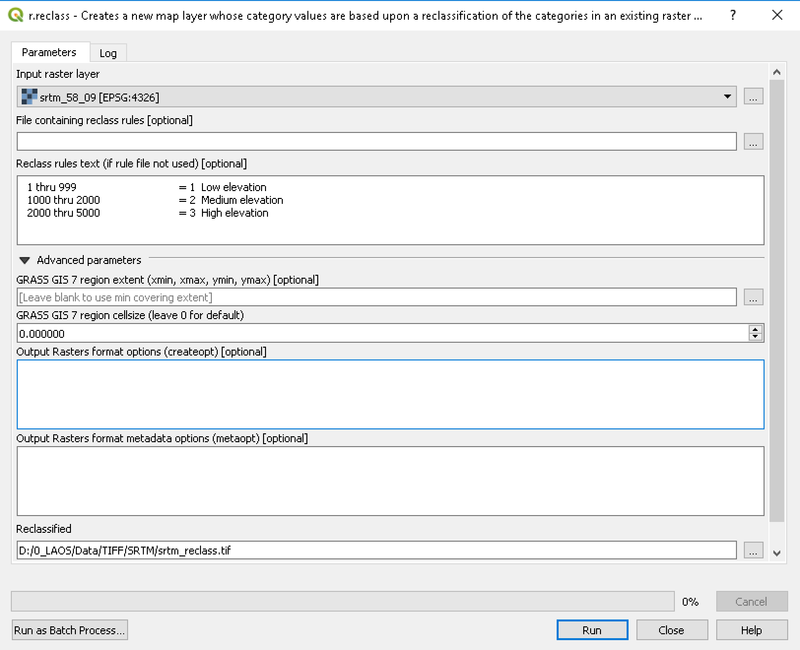 Reclassifying the elevation data