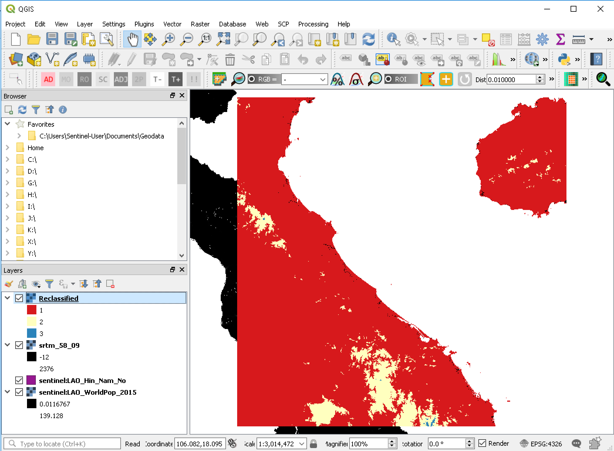 Reclassified elevation data