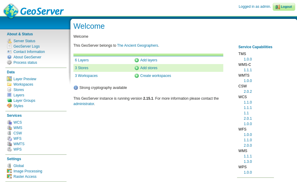 Dashboard GeoServer